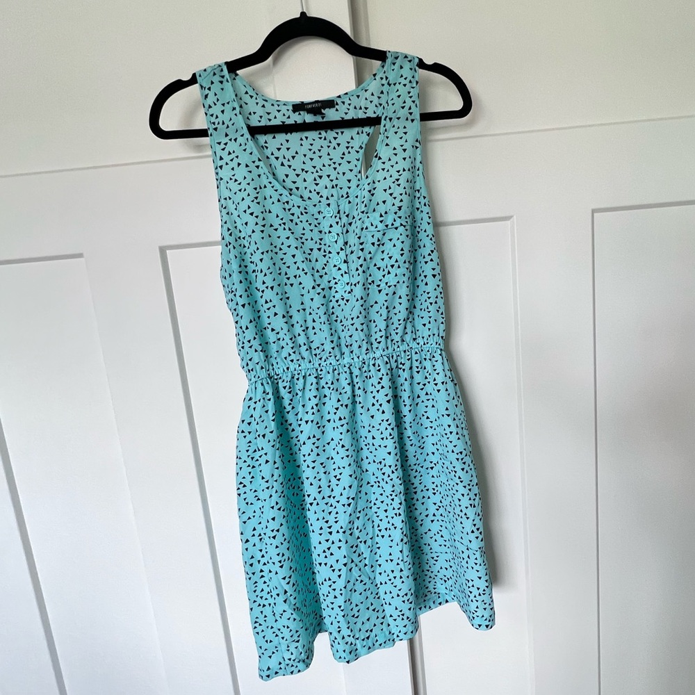 Synched Waist Scoop Neck Mini Dress